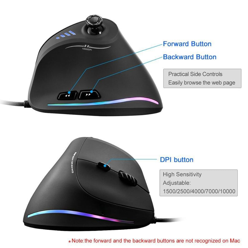 Vertical Ergonomic Gaming Mouse With RGB Lights - Fansee Australia