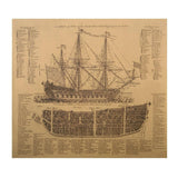 Warship Diagram Kraft Paper Wall Art Print (57.5x51.5cm) - Fansee Australia