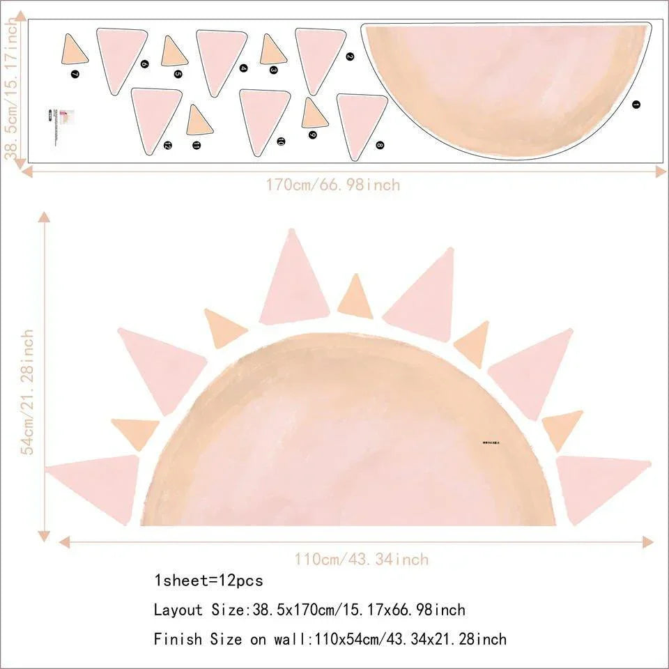 Watercolour Pink Half Sun Removable Wall Sticker - Fansee Australia