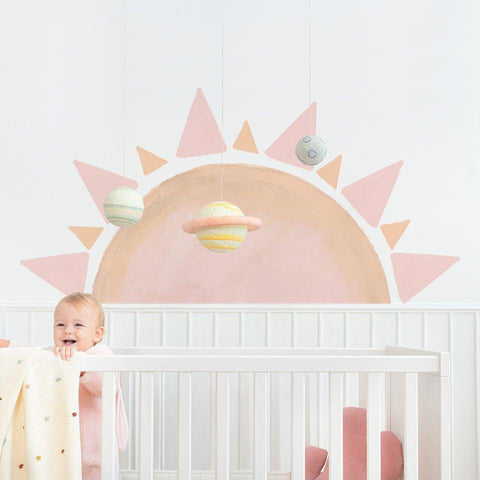 Watercolour Pink Half Sun Removable Wall Sticker - Fansee Australia