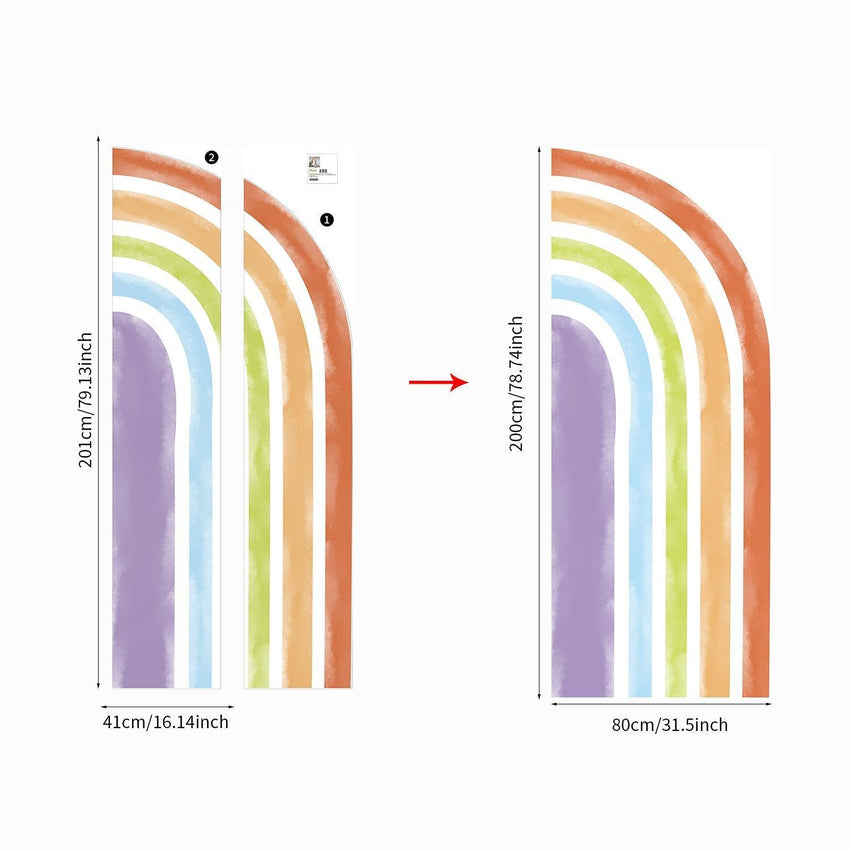 Waterproof Pre-peeled Watercolor Half Rainbow Wall Sticker Mural - Fansee Australia
