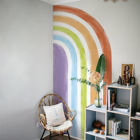 Waterproof Pre - peeled Watercolor Half Rainbow Wall Sticker Mural - Fansee Australia