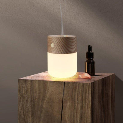 Wooden Aroma Diffuser Touch Switch Three - level Dimming Table Lamp - Fansee Australia