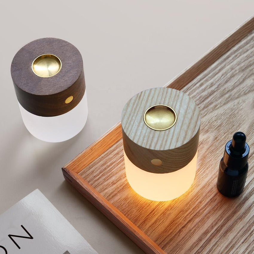 Wooden Aroma Diffuser Touch Switch Three-level Dimming Table Lamp - Fansee Australia