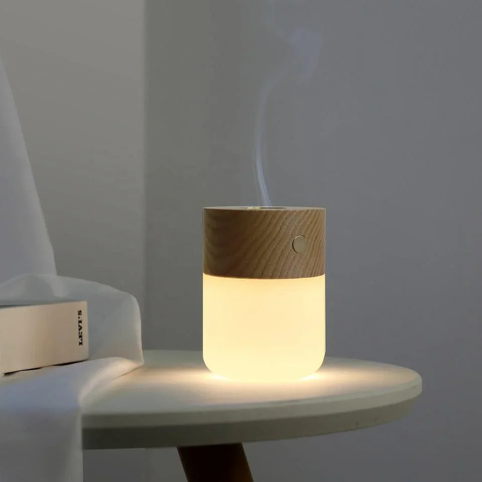 Wooden Aroma Diffuser Touch Switch Three-level Dimming Table Lamp - Fansee Australia