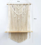 Wooden Floating Shelf Wall Hanging Macrame Planter - Fansee Australia