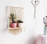 Wooden Floating Shelf Wall Hanging Macrame Planter - Fansee Australia