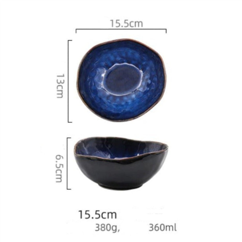 15.5cm 4 Pcs Set Handmade Blue Artisan Dinner Bowl - Fansee Australia