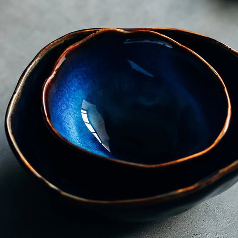 15.5cm 4 Pcs Set Handmade Blue Artisan Dinner Bowl - Fansee Australia