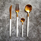 16 Pcs Gift Box White & Gold Cutlery Set - Fansee Australia