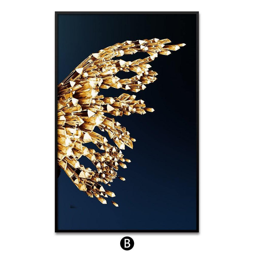 2 Pcs Set Golden Butterfly Wings Unframed Canavs Prints - Fansee Australia