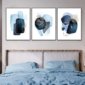 3 Piece Gorgeous Blue Abstract Framed Canvas Wall Art - Fansee Australia