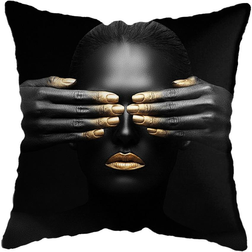 4 Pcs Set Gold Beauty In A Black Art Cushion Covers (45x45cm) - Fansee Australia