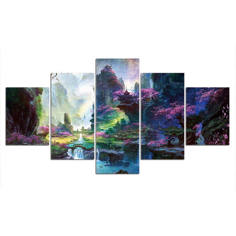 5 Panels Majestic Forest Framed Canvas Prints - Fansee Australia