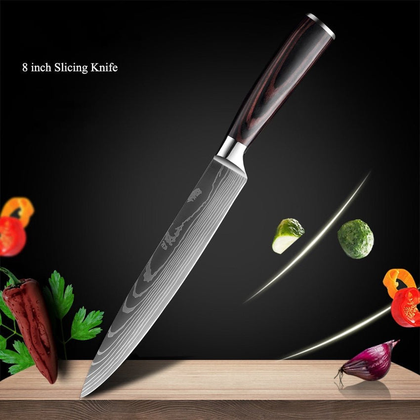 8 Pcs High Carbon Stainless Steel Damascus Kitchen Knives Set - Fansee Australia