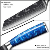 8 Pcs High Carbon Stainless Steel Damascus Knife Set Blue - Fansee Australia
