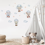 Cute Animals On Hot Air Balloons Wall Stickers