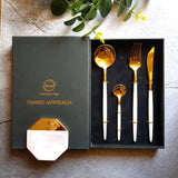 Gold and White Cutlery Set - Fansee Australia 