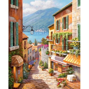 A Beautiful Street Painting By Numbers Kit (40x50cm Framed Canvas) - Fansee Australia