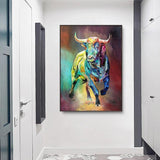 Abstract Colorful Bull Canvas Print Wall Art (70x90cm) - Fansee Australia