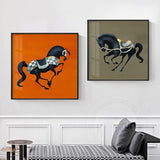 Abstarct Black Horse Prints on Canvas - Fansee Australia