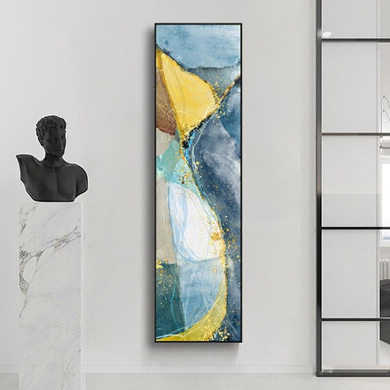 Abstract yellow gray canvas painting large poster print modern wall art pictures for living room decorative nordic posters - Fansee Australia