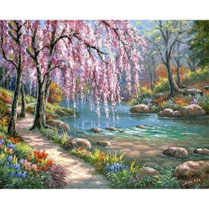 Along The River Painting By Numbers Kit (40x50cm Stretched Canvas) - Fansee Australia