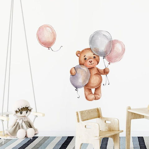 Baby Bear With Balloons Wall Stickers - Fansee Australia