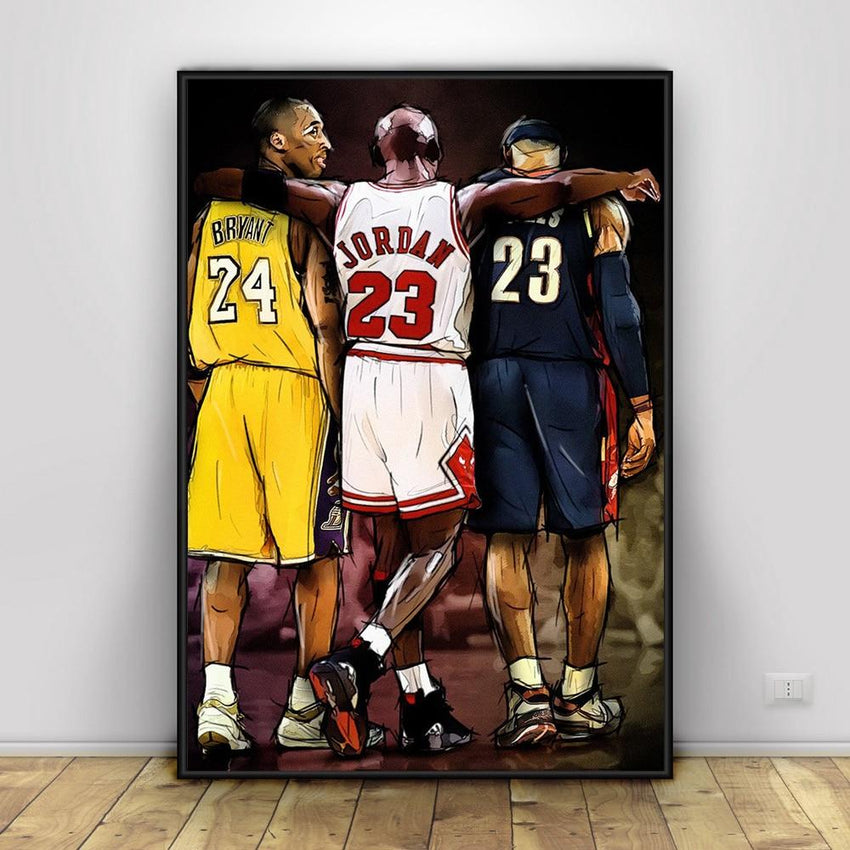 Basketball Star Kobe Michael LeBron Wall Art Canvas Print (70x100cm) - Fansee Australia