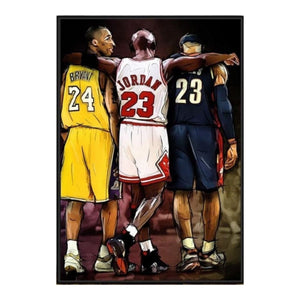 Basketball Star Kobe Michael LeBron Wall Art Canvas Print (70x100cm) - Fansee Australia