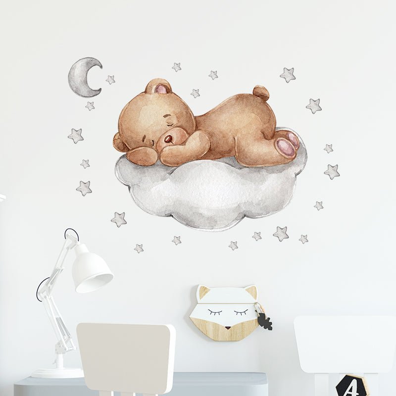 Bear Sleeping On Cloud Wall Stickers - Fansee Australia