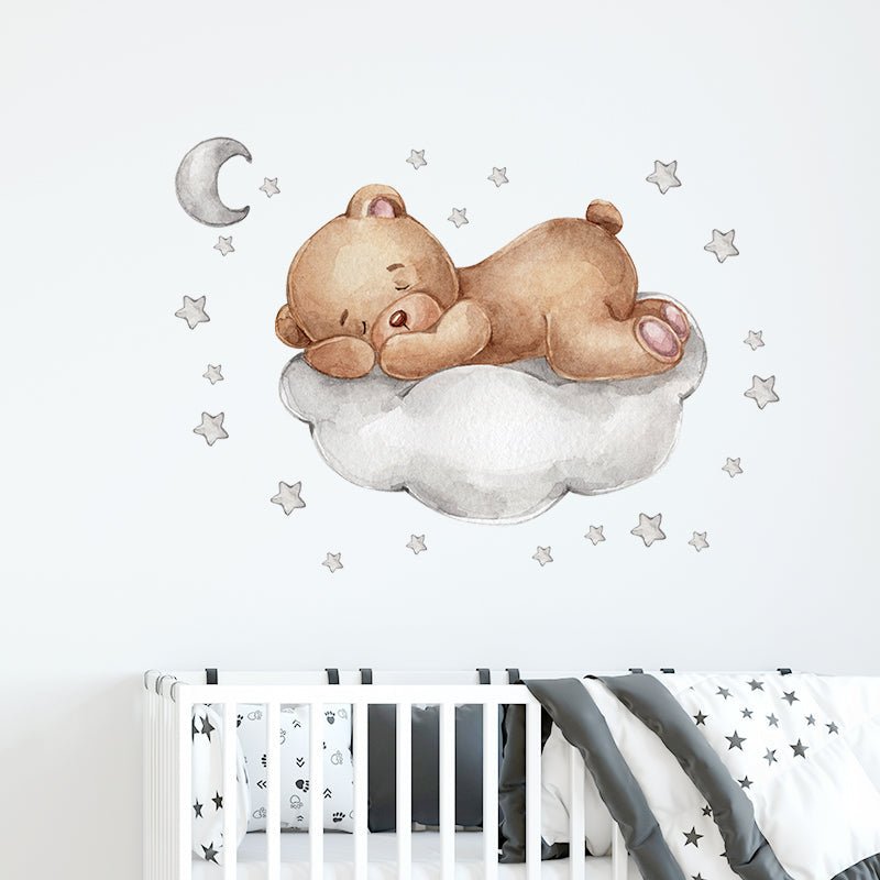 Bear Sleeping On Cloud Wall Stickers - Fansee Australia