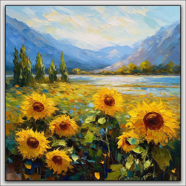 Beautiful Sunflower Field Ready To Hang Oil Painting - Fansee Australia