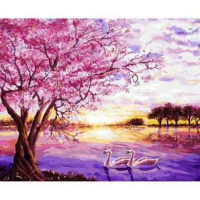 Beautiful Swans Painting By Numbers Kit (40x50cm Framed Canvas) - Fansee Australia