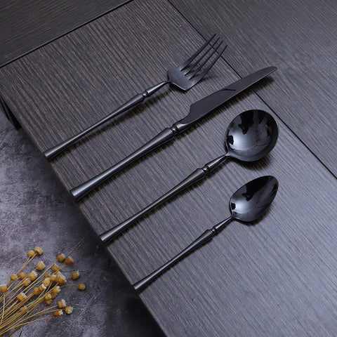 Black Cutlery Set - Black Unicorn (16 Piece Cutlery Set) - Fansee Australia