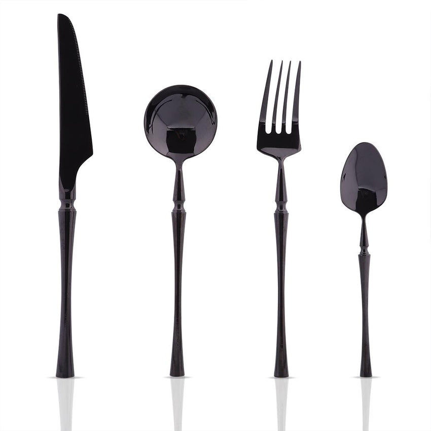 Black Cutlery Set - Black Unicorn (16 Piece Cutlery Set) - Fansee Australia