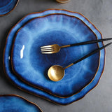 Blue Irregular Dinner Plate Set - 21.7cm (4 Pcs Set) - Fansee Australia