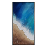 Blue Sea Shore Mixed Media Framed Oil Painting - Fansee Australia