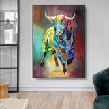Colorful Bull Framed Wall Art (75x120cm) - Fansee Australia