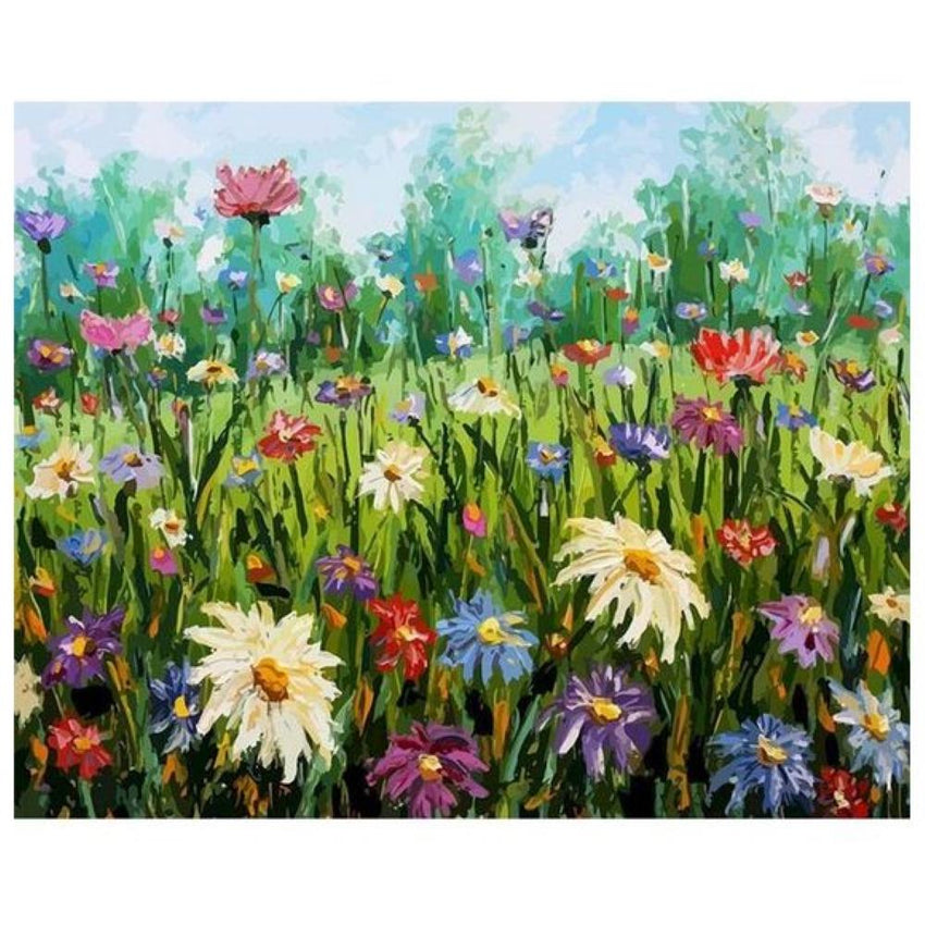 Colourful Flowers Paint By Numbers Kit (40x50cm Framed Canvas) - Fansee Australia