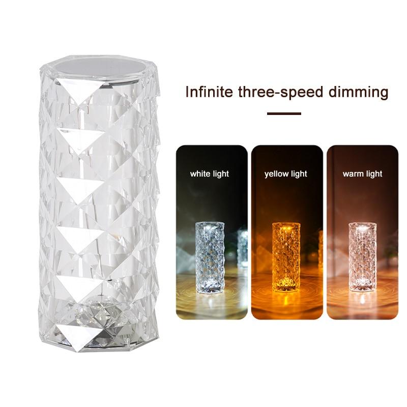 Crystal White LED USB Dimmable 3- Colour Table Lamp - Fansee Australia