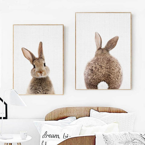Cute Bunny Wall Art Prints on Canvas - 2 Pcs Set (50x70cm) - Fansee Australia
