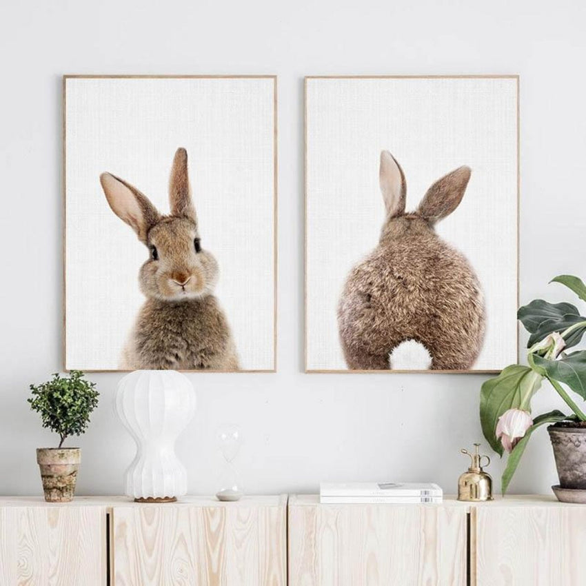 Cute Bunny Wall Art Prints on Canvas - 2 Pcs Set (50x70cm) - Fansee Australia
