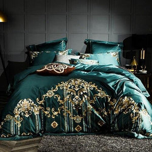 Embroidery Bed Sheet Set - GREEN - Fansee Australia