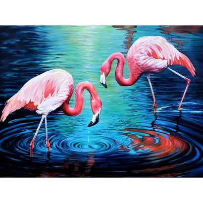 Flamingo In The Water Painting With Diamonds Kit - Fansee Australia