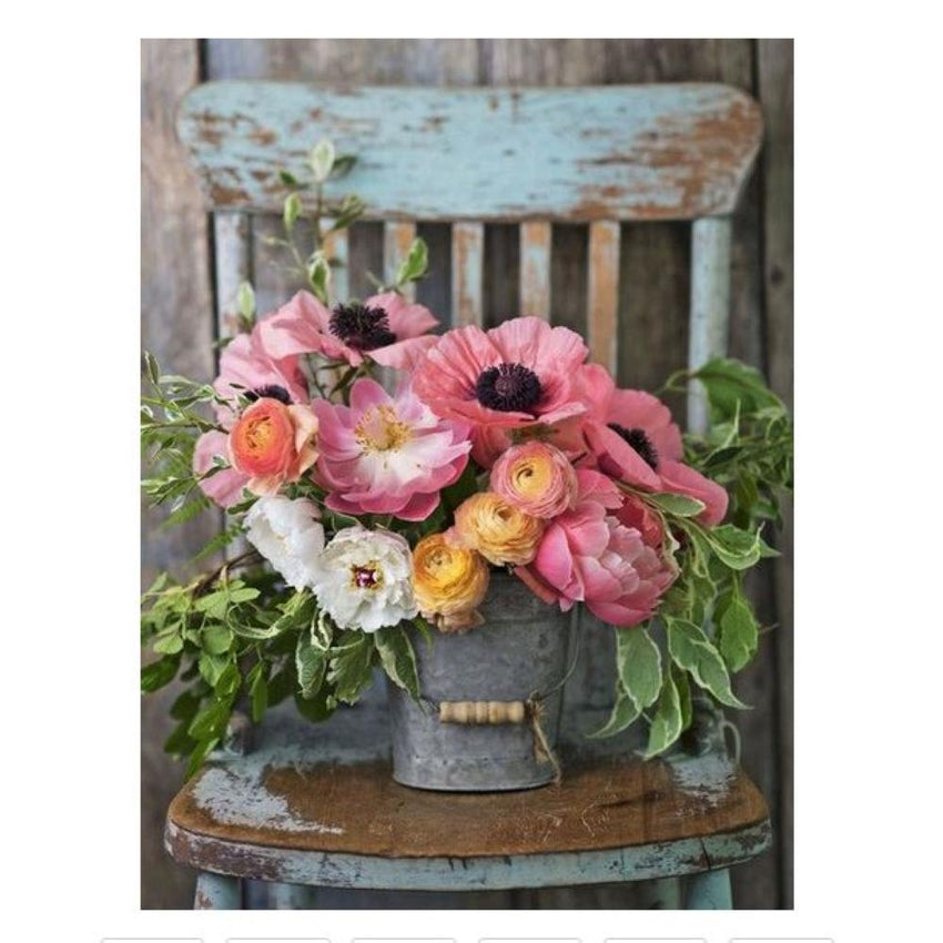 Flower Bucket Painting By Numbers Kit (40x50cm Framed Canvas) - Fansee Australia