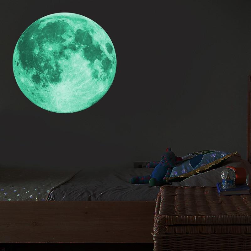 Glow In The Dark Luminous Moon 3D Wall Sticker - Green - Fansee Australia