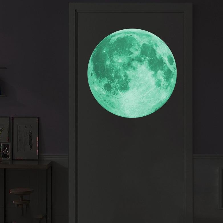 Glow In The Dark Luminous Moon 3D Wall Sticker - Green - Fansee Australia