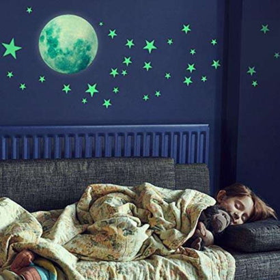 Glow In The Dark Moon And Stars Wall Stickers - Fansee Australia