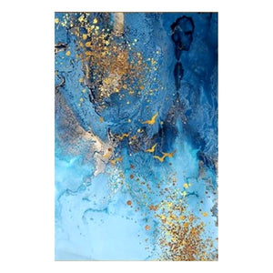 Golden Blue Sea Abstract Canvas Print Art (60x90cm) - Fansee Australia